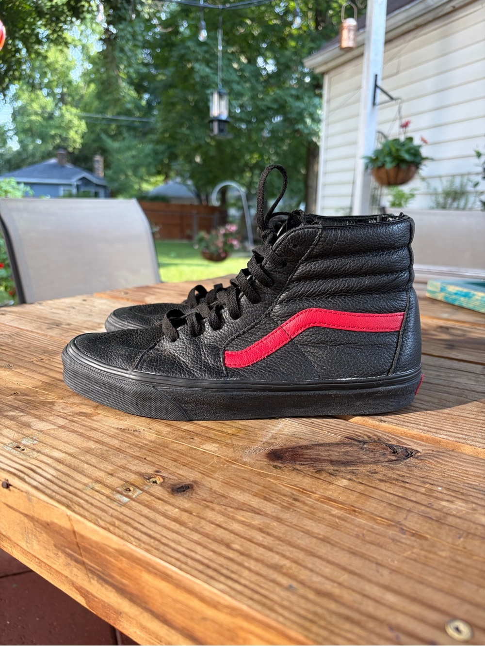 Vans Black Sneakers with Red Logo Accent Hard to Find!